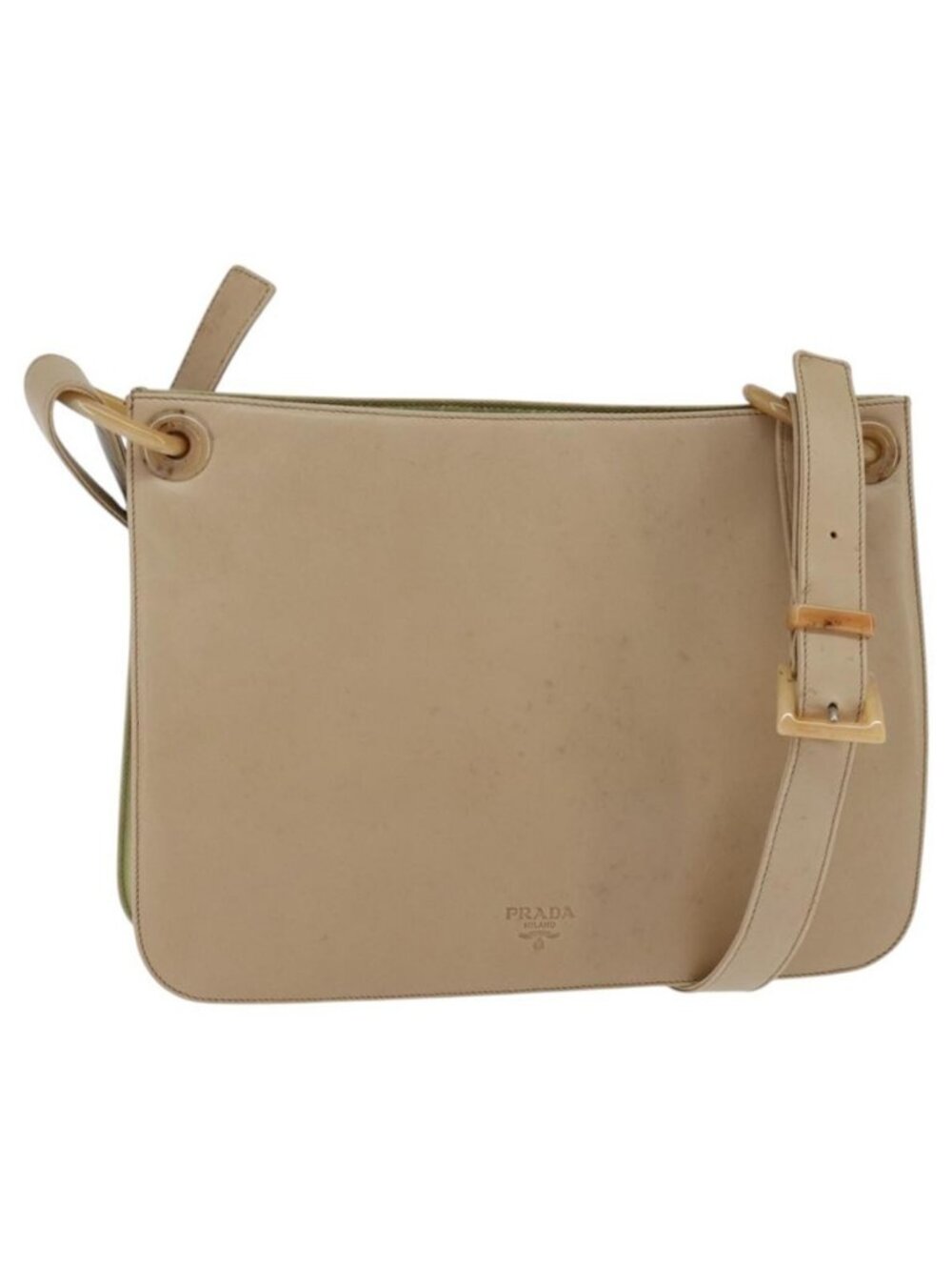 Authentic PRADA Shoulder Bag Leather Beige